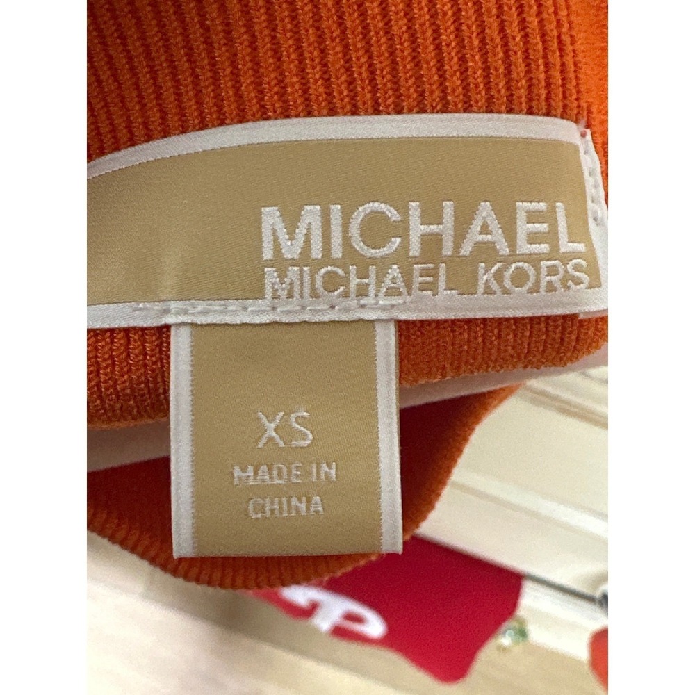 Michael Kors Orange Ribbed Knit Mini Dress Matching Briefs Y2K Resort XS - Picture 6 of 8